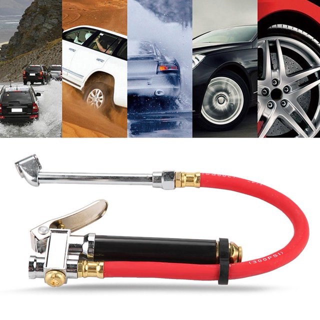 Tbest Tire Pressure Inflator,Handheld Car Air Tire Pressure Filler Fill Inflator Gauge Dual Chuck Air Compressor Hose Tool, Tire Air Inflator