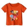 thumbnail image 1 of FhsagQ le 7 Juillet Garçon et Fille Mode Décontractée Imprimé Col Rond Ample Manche Courte T-Shirt Haut Fille Printemps le 7 Juillet T-Shirts Taille 6-9 Mois Printemps Orange 3-4 Ans, 1 of 3