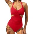 thumbnail image 1 of DPTALR Women's Solid Color Jumpsuit Bikini Swimsuit, 1 of 3