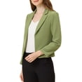 thumbnail image 4 of INSPIRE CHIC Women's Blazer Open Front Wear-to-Work Summer Crop Suit Jacket XS Avocado Green-Solid, 4 of 6