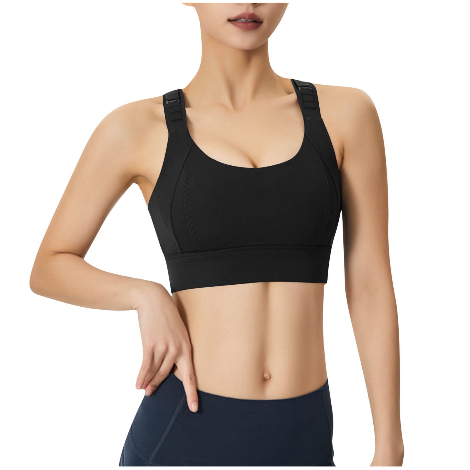 Timegard Plus Size Sports Bras for Women Wireless High Impact Bra Adjustable Strap Full Coverage Yoga Bra