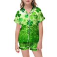 thumbnail image 1 of Pyjama Imprimé pour Filles St. Patrick's Day, Haut à Manches Courtes avec Boutons et Shorts, Ensemble de Pyjama pour la Maison, 1 of 4