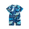 thumbnail image 1 of Faithtur Baby Boys Rash Guard Swimsuit, Cute Shark/Tree Print Short Sleeve Zip Up Swimwear, 1 of 9