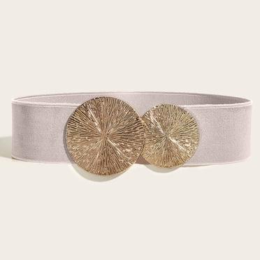 Économies pour une Durée Limitée, Ceintures d'Été pour Femmes à la Mode Décontractées Unies avec Boucle en Métal à Haute Élasticité, Acier Inoxydable, pour Femmes, Coupe Tendance, Élastique Confortable, Usage Polyvalent/alliage, Beige