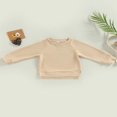 thumbnail image 4 of MesaSe Bébé Garçon Fille Solide Coton Pull Col Rond Manches Longues T-Shirt Tops Printemps Vêtements d'Automne Brun 2-3 Ans, 4 of 7