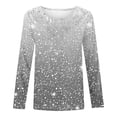 thumbnail image 1 of Girls Tshirts Spring Summer Long Sleeve Gradient Sequin Printed Round Neck Flash Shirt Girls Tops Light Gray 5-6Years, 1 of 4