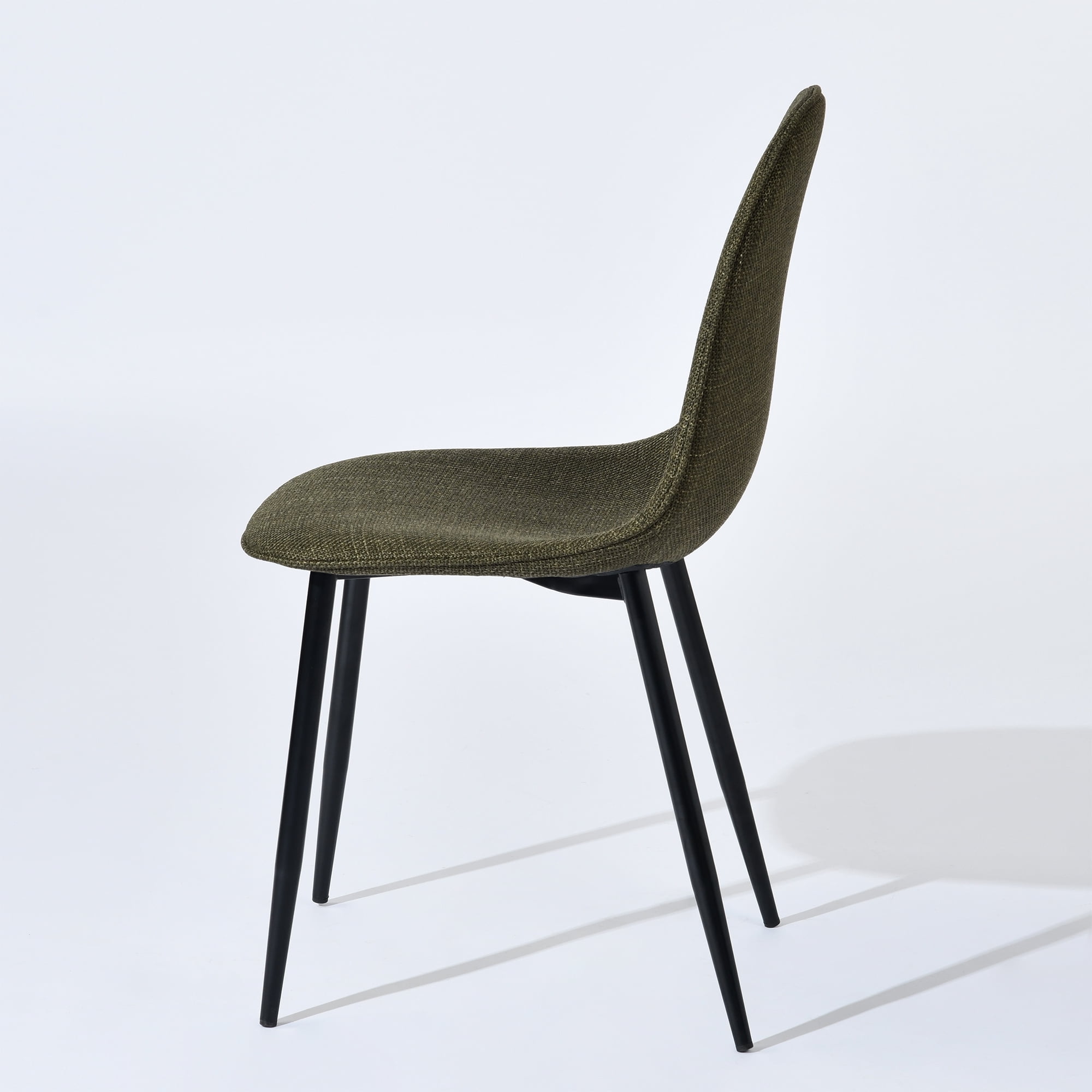 Homy Casa chaise de salle à manger verte 17,7 po, 4 pièce, dossier incurvé rembourré et pieds métal noirs