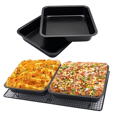Openpig 2pcs Mini Baking Pans 8 X 8 Inch (Inner 7.5 X 7.5) Square Cake Pan Bread Pan Nonstick Heavy Carbon Steel Bakeware