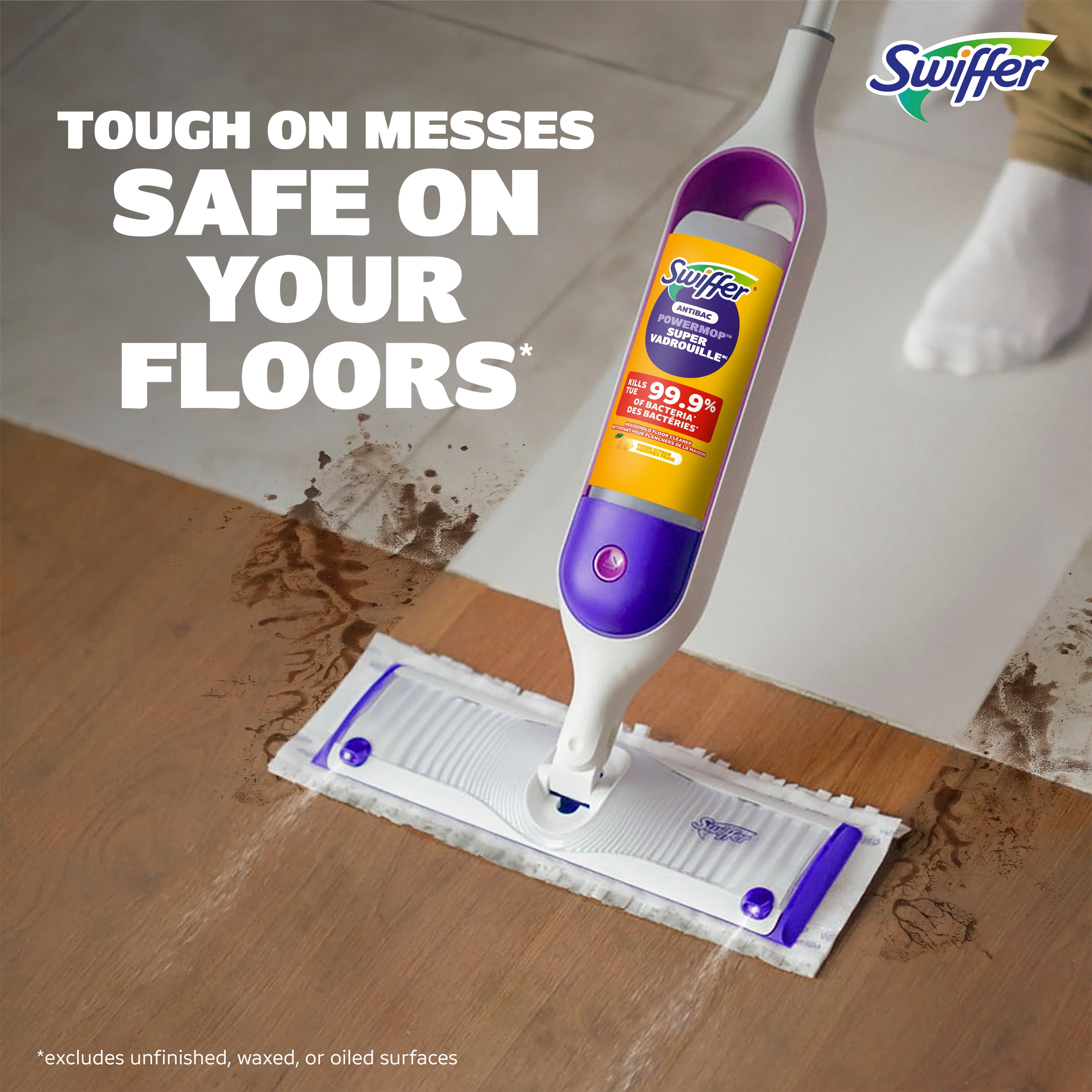 Swiffer SuperVadrouille, recharge de solution antibactérienne, Citron, paquet de 1