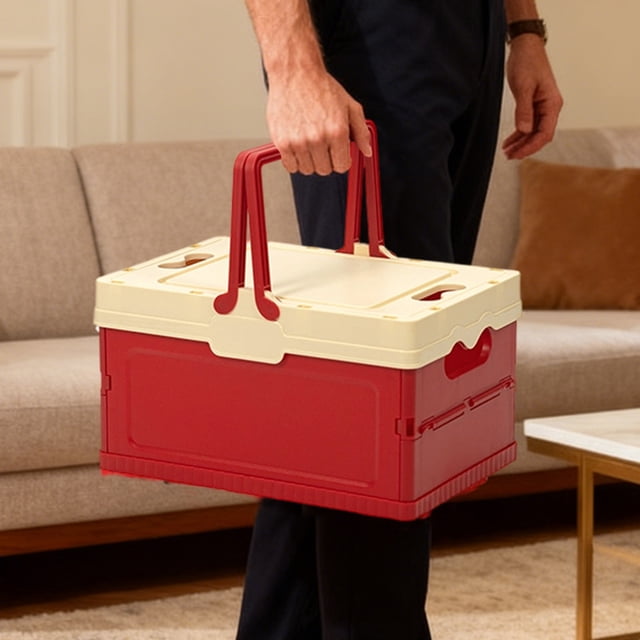 Folding Storage Box for Car Trunk, Camping, and Home Organization – Small Plastic Stackable Container for Clothes, Toys, Books, Picnic Supplies