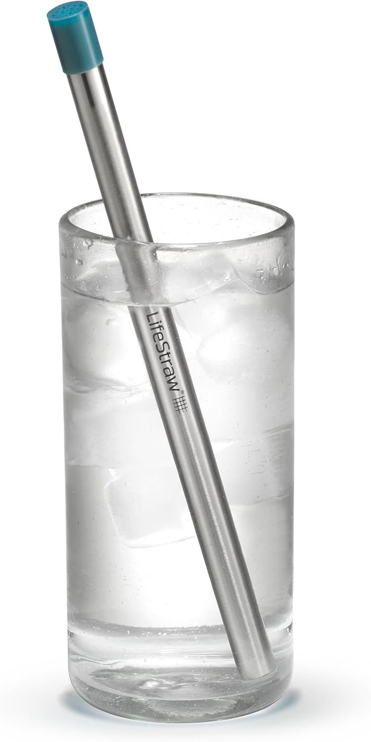 Paille filtrante en acier LifeStraw SIP 1 pièce avec étui de transport - Bleu sarcelle