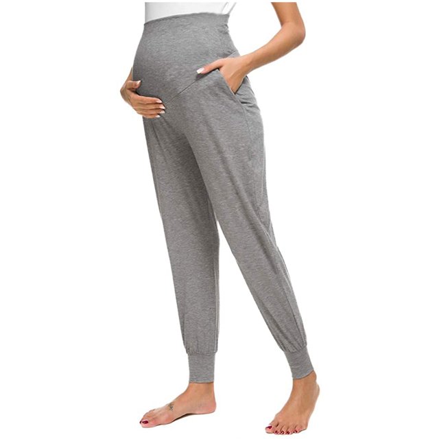 Aqestyerly Pantalon Décontracté Uni pour Femmes Enceintes, Extensible et Confortable, Pantalon de Détente