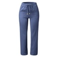 thumbnail image 2 of Kcodviy Women Solid Straight Solid Women Plus Size Pants Elastic Pants Long Drawstring Stretch Plus Size Linen Women Waist Cotton Womens Plus Size Cotton Pajamas Casual Pants, 2 of 4