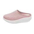 thumbnail image 1 of Platform Sandals Women Slide Closed Toe Fabric Mesh Breathable Walking Shoes Pink, 1 of 9