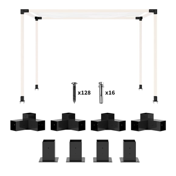 Outsunny 8PCS Pergola Kit Brackets for 4"x4" (Actual 3.6"x3.6") Lumber