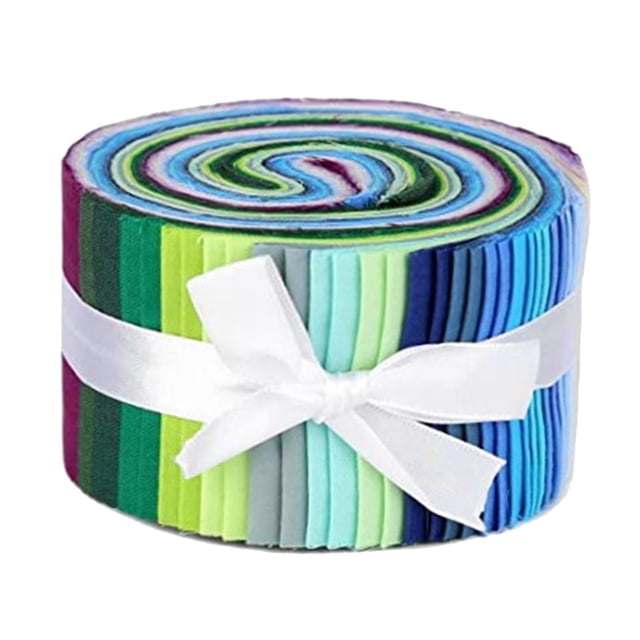 36 Pieces Jelly Fabric Roll 5 Inch Roll Up Fabric Quilting Strips Printed Craft Fabric Bundle Precut Patch with Assorted Patterns , Pure Color 25X100cm