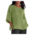 thumbnail image 2 of Blouses, Hauts et T-Shirts pour Femmes Grande Taille en Liquidation Femmes Dames Manches Raccourcies Col Rond Coton Chemise Ample Blouse, 2 of 5