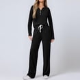 thumbnail image 4 of VINUSLI Ribbed Lounge Sets for Women 2 Piece Slouchy Sets Button Up Sweatshirt Matching Sweatpants Sweatsuits Outfits with Pockets Black,L, 4 of 9