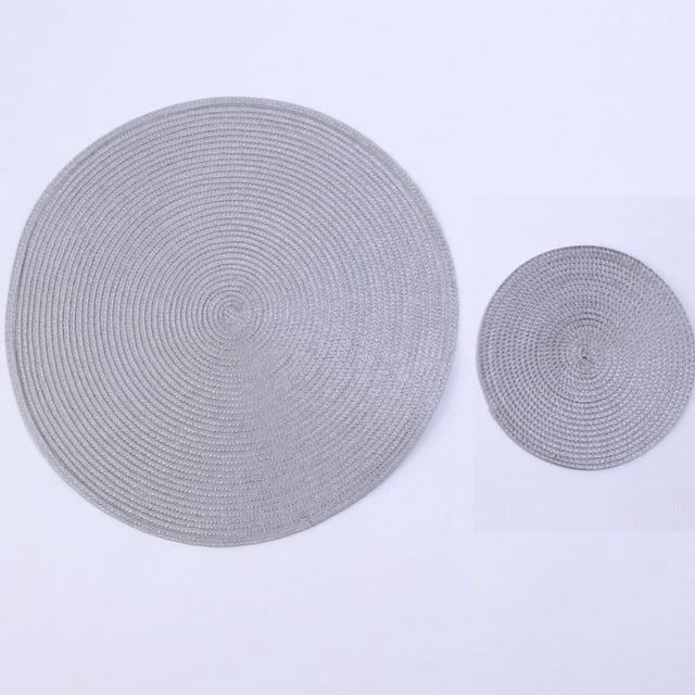 Round Woven Table Mat, Heat-Resistant and Waterproof Cotton Yarn Dining Place Mat, Oil-Proof Coffee Table Pad, Stylish 32cm Decorative Table Protection