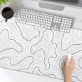 thumbnail image 4 of White Topographic Contour Gaming Mouse Pad - XL Geographic Map Lines, Minimalist Extended Large Mat, Non-Slip Rubber Base, Stitched Edge, Long Keyboard Pad for Computer, 31.5x11.8 Inch, 4 of 6