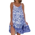 thumbnail image 1 of Kcodviy Robe pour Femmes Florale Robe pour Femmes Col Rond Ourlet à Volants Robes Décontractées Longueur Genou pour Femmes Bretelles Spaghetti Sans Manches Courte Préado Robes Décontractées Robe Robe de Plage, 1 of 3