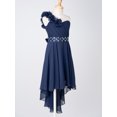 thumbnail image 3 of RUNQHUI Robe à une Épaule pour Enfants Filles en Chiffon Demoiselle d'Honneur Robe Haute Basse Robe de Soirée Formelle Bleu Marine 8, 3 of 7
