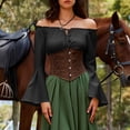 thumbnail image 4 of Soki Womens Renaissance Victorian Peasant Ruffle Smocked Waist Boho Pirate Shirt Blouse Cosplay Costume, 4 of 9