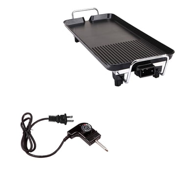 jifeng Electric Griddle Electric Skillet BBQ Stay Cool Handles Camping Portable Flat Grill Barbecue Tool Grill Griddle Indoor Grill M
