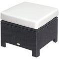 thumbnail image 1 of Outsunny Patio Rattan Ottoman w/ Cushion and Metal Frame for Garden, White, 1 of 10
