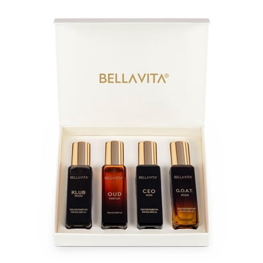 Bella Vita Coffret Cadeau de Parfum pour Homme de Luxe 4 x 20 ml pour Hommes avec KLUB, OUD, CEO, G.O.A.T Parfum / Boisé, Agrumes EDP Longue Tenue Fragrance Senteur