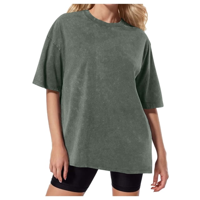 Vintage Washed Distressed Retro T-Shirt Oversized Short Sleeve Batik Cotton Tee - Unisex