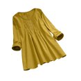 thumbnail image 1 of IROINID T-Shirts à Manches Longues pour Femmes, Couleur Unie, Col Rond, Jaune, 1 of 8