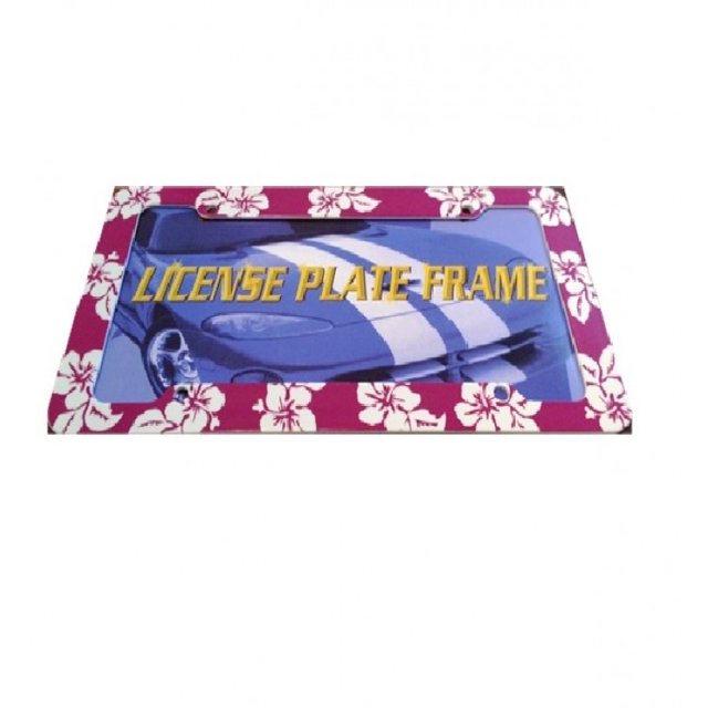 Cadre d'Immatriculation en Plastique Violet Fleur Tropicale