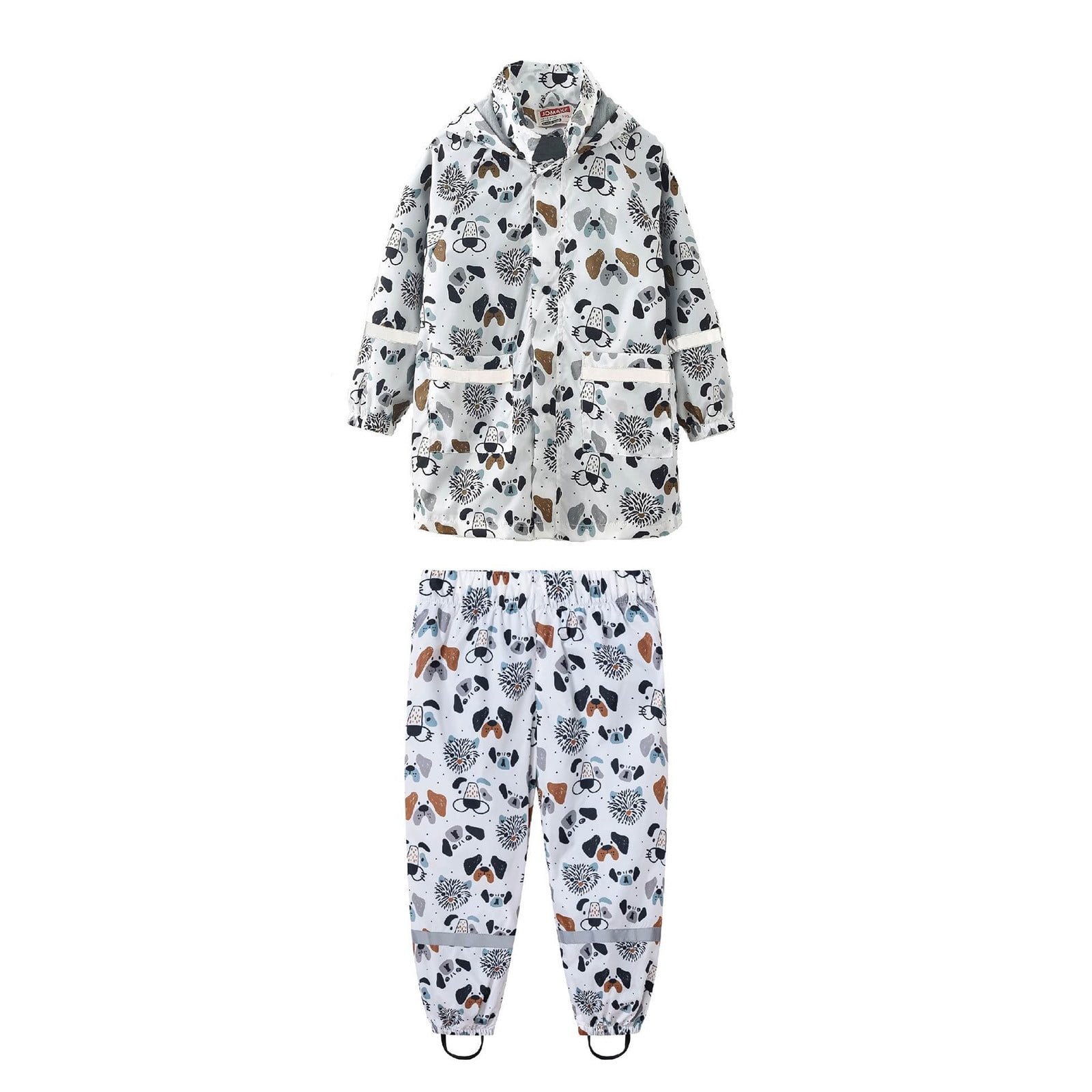 MIASHUI Ensemble de Pluie pour Enfants Imperméable Veste avec Pantalon 2 Pcs Imperméable Pliable avec Capuche, Blanc, 5-6 Ans