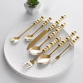 thumbnail image 4 of Birdeem 7Pcs Pearl Flatware Set, Silverware Set- Creative Stainless Steel Flatware Pearl Ceramic Handle Silverware Tableware for Kitchen Hotel Home Steak Knife Dessert Spoon Dishwasher,1 Set, 4 of 6