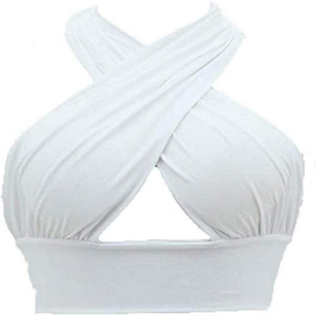 Femmes Sexy Gilet Licou Creux Sangle Croisée Cou Suspendu Dos Nu Crop Tops