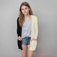 thumbnail image 2 of MKOSPLRT Fall Cardigans Kids Girls Open Front Long Cardigans Color Block Lightweight Jacket Long Sleeve Cotton Cardigan with Pocket, 2 of 7