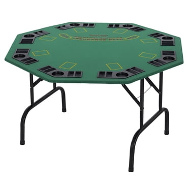 Soozier Table de Poker Pliant de 47 Pouces pour 8 Joueurs avec Porte-Gobelets, Vert