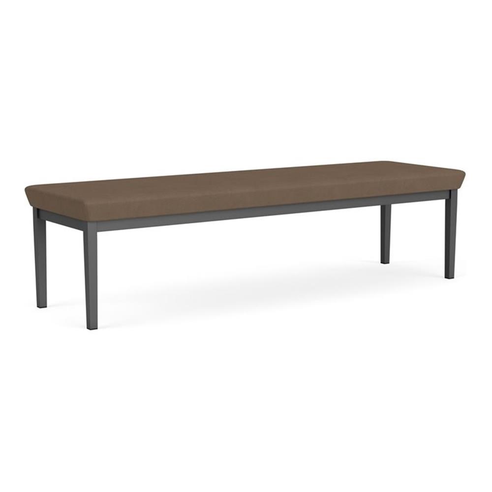 Lenox Steel Reception Waiting Room 3-Seat Bench / Charcoal Steel / Brown