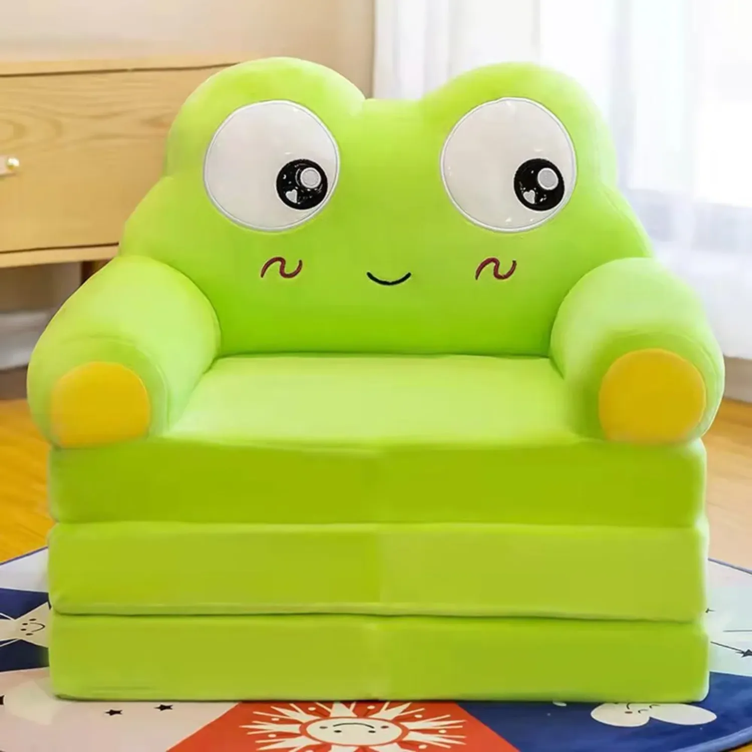 Refurbished Macarena Children's Sofa, Sofa with Open Top, Convertible Sofa into a Sun Lounger, Folding Chair for Bedroom, Playroom, Big-Eyed Frog