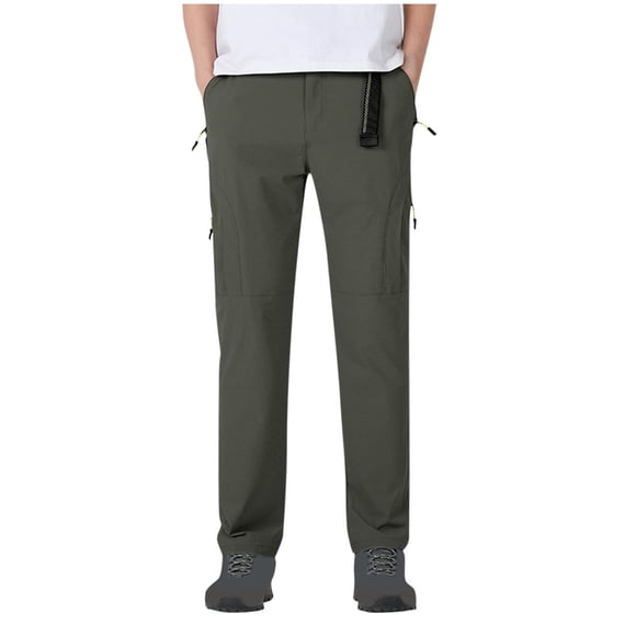 HUJlwoi Hiking Pants Men Quick Dry Straight Leg Cargo Pants with Zipper Pockets Outdoor Fishing Travel Trousers Big and Tall