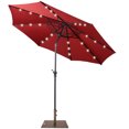 thumbnail image 1 of Gymax Parasol de Marché pour Table de Patio de 10 Pi avec 24 Lumières DEL Solaires et Base Robuste Bordeaux, 1 of 10