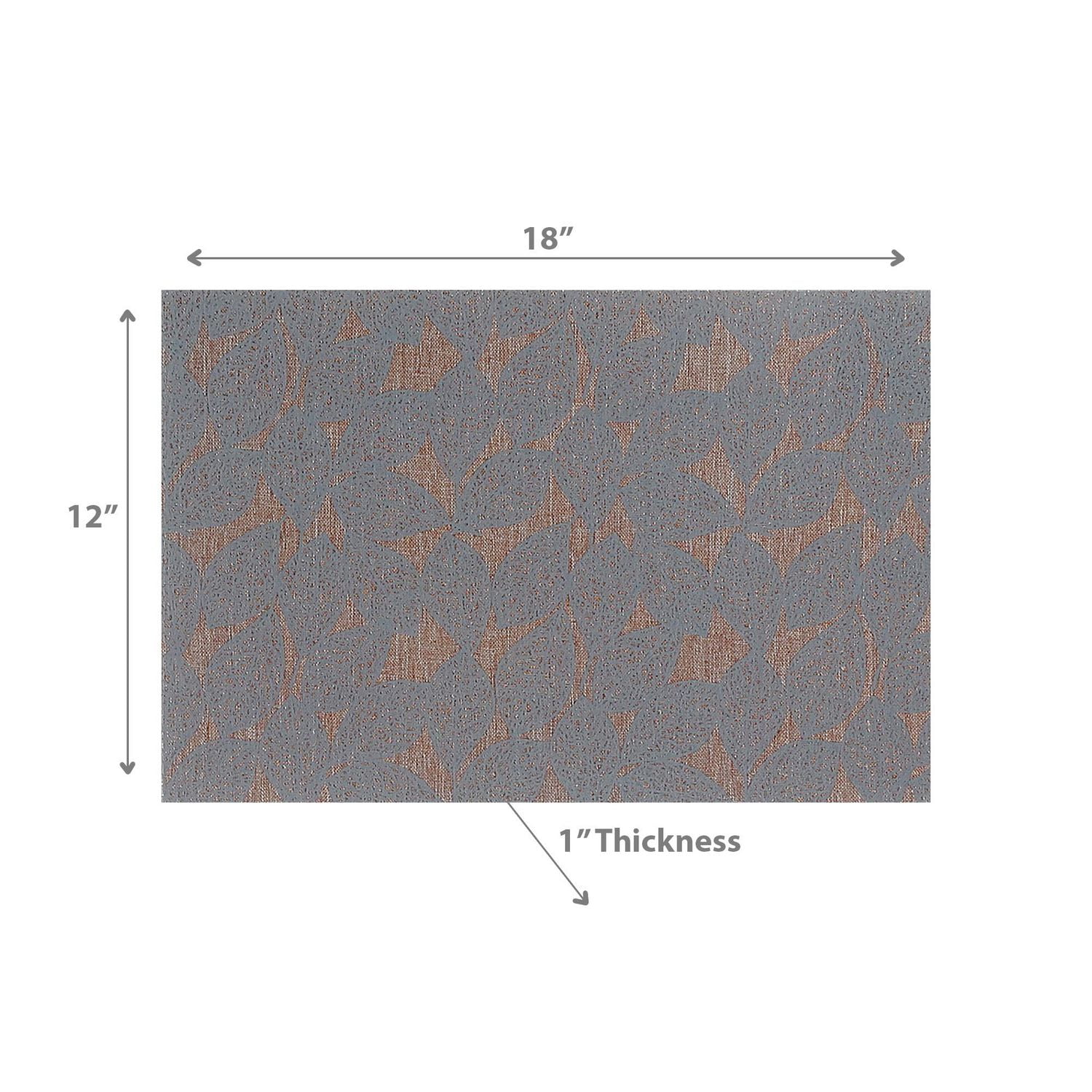 Set De Table Imprimé En Poly-Lin Leave Gris - Lot De 12