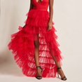 thumbnail image 2 of Jupe Longue Plissée Taille Haute à Volants en Tulle pour Femmes, 2 of 7