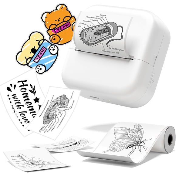Mini Sticker Printer Print Pods Mini Printer MX Mini Photo Printer with Paper Roll Portable Inkless Mini Maker for Phone Print Pods for Learning Note Photos Journal