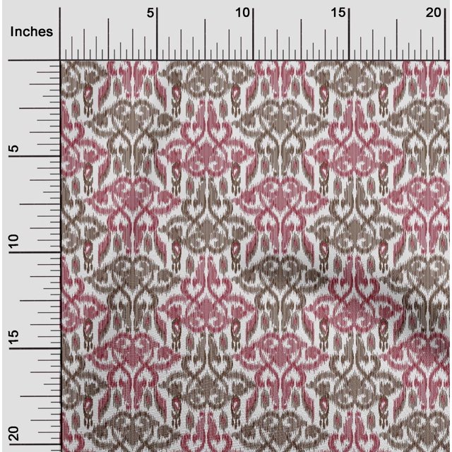 oneOone Cotton Cambric Fabric Swirl & Paisley Ikat Print Fabric BTY 56 Inch Wide