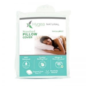 Hygea Natural Standard Pillow Cover- Pack of 2 -Water resistant ,washable and Zippered Pillow cover for allergens, dust mites, lice, stains, sweat - King