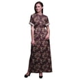 thumbnail image 1 of Bimba Robe Longue d'Été en Rayonne à Imprimé Floral Feuilles et Camélias, Manches Kimono, Fente, XXX-Grand, 1 of 6