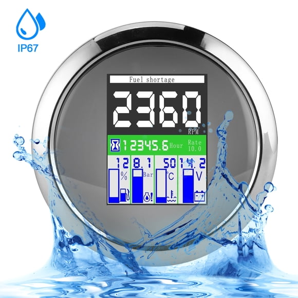 Compteur Numérique Multifonction, Manomètre Multifonction 85 Mm/3,35 Po pour Pression d'Huile pour hors-Bord pour Moto pour Voiture Cadran Blanc, Cadran Noir