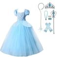 thumbnail image 1 of HAWEE Filles Bleu Princess Costume Classique de Luxe Robe de Fête Déguisement, 1 of 7